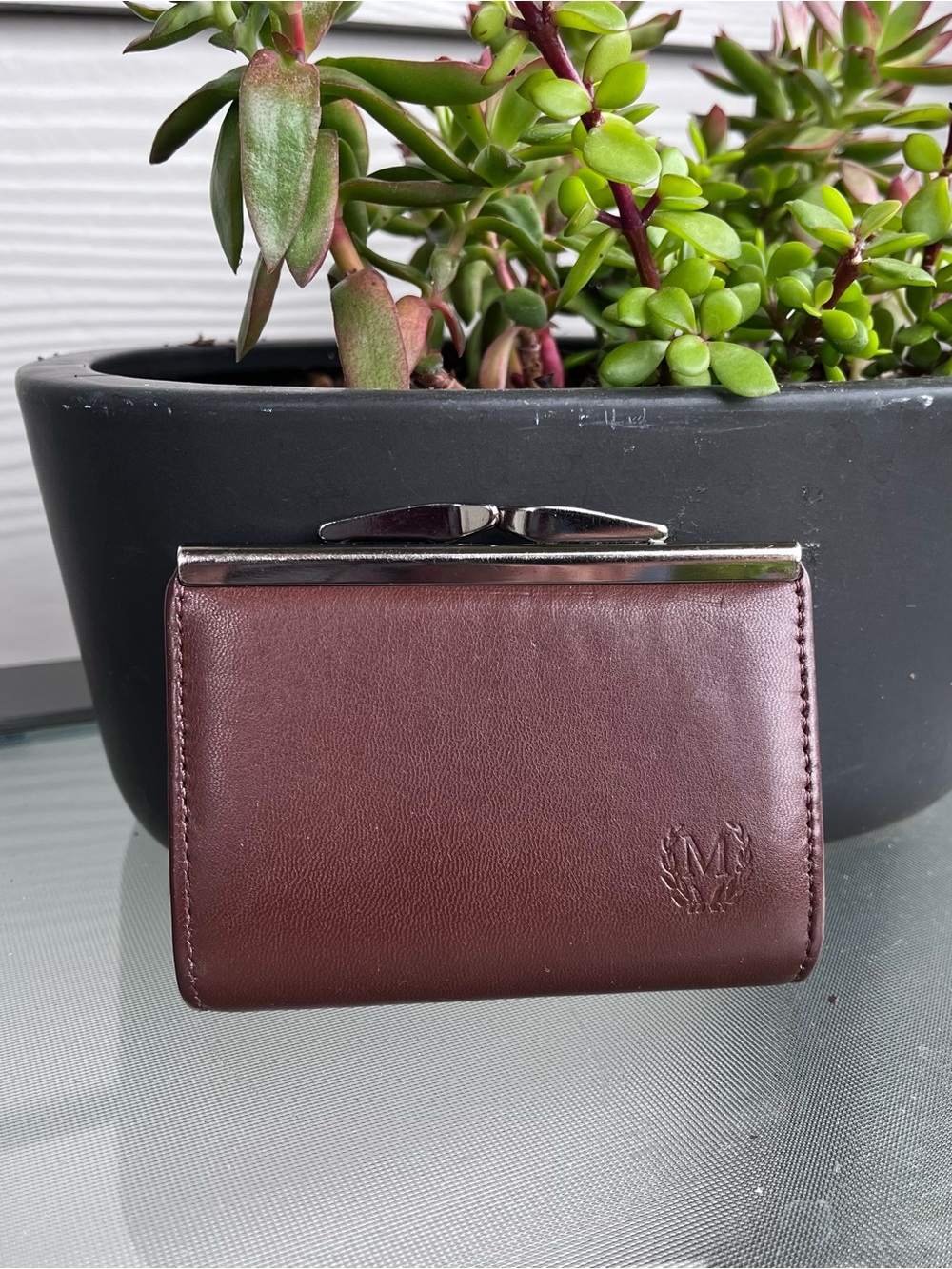 Vintage Leather Coin Case in Brown Leather